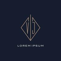 Monogram VJ logo with diamond rhombus style, Luxury modern logo design vector