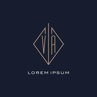 Monogram VA logo with diamond rhombus style, Luxury modern logo design vector