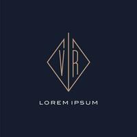 Monogram VR logo with diamond rhombus style, Luxury modern logo design vector