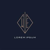 Monogram WE logo with diamond rhombus style, Luxury modern logo design vector