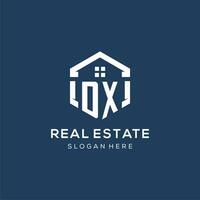 Letter DX logo for real estate with hexagon style vector