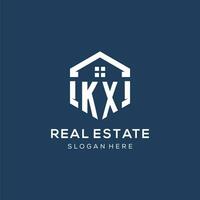 Letter KX logo for real estate with hexagon style vector