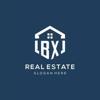 Letter BX logo for real estate with hexagon style vector