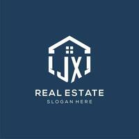 Letter JX logo for real estate with hexagon style vector