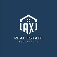 Letter AX logo for real estate with hexagon style vector