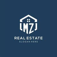 Letter MZ logo for real estate with hexagon style vector