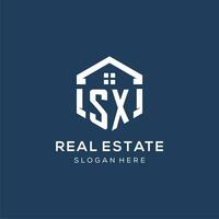 Letter SX logo for real estate with hexagon style vector