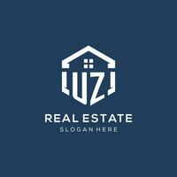 Letter UZ logo for real estate with hexagon style vector