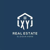 Letter XY logo for real estate with hexagon style vector