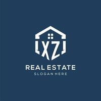 Letter XZ logo for real estate with hexagon style vector