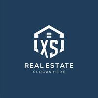 Letter XS logo for real estate with hexagon style vector