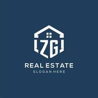 Letter ZG logo for real estate with hexagon style vector