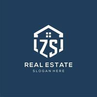 Letter ZS logo for real estate with hexagon style vector