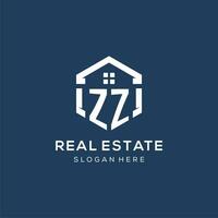 Letter ZZ logo for real estate with hexagon style vector