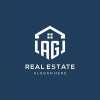 Letter AG logo for real estate with hexagon style vector