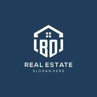 Letter BO logo for real estate with hexagon style vector