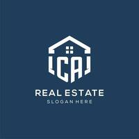 Letter CA logo for real estate with hexagon style vector