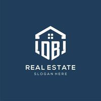 Letter DB logo for real estate with hexagon style vector