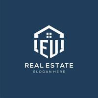 Letter EU logo for real estate with hexagon style vector