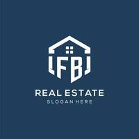 Letter FB logo for real estate with hexagon style vector