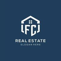 Letter FC logo for real estate with hexagon style vector