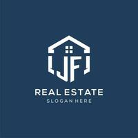 Letter JF logo for real estate with hexagon style vector