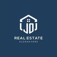 Letter JO logo for real estate with hexagon style vector