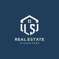 Letter LS logo for real estate with hexagon style vector
