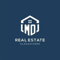 Letter MO logo for real estate with hexagon style vector