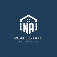 Letter NA logo for real estate with hexagon style vector