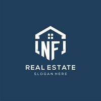 Letter NF logo for real estate with hexagon style vector