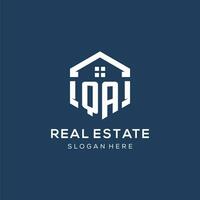 Letter QA logo for real estate with hexagon style vector