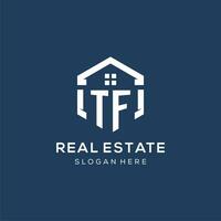 Letter TF logo for real estate with hexagon style vector