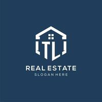 Letter TL logo for real estate with hexagon style vector