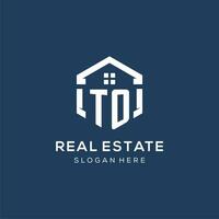 Letter TO logo for real estate with hexagon style vector