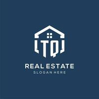 Letter TQ logo for real estate with hexagon style vector