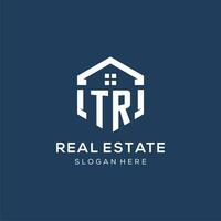 Letter TR logo for real estate with hexagon style vector