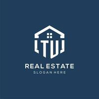 Letter TU logo for real estate with hexagon style vector