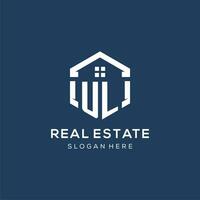 Letter UL logo for real estate with hexagon style vector
