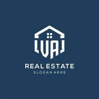Letter VA logo for real estate with hexagon style vector