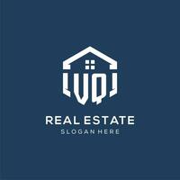 Letter VQ logo for real estate with hexagon style vector