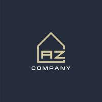 Initial letter AZ real estate logo with simple roof style design ideas vector