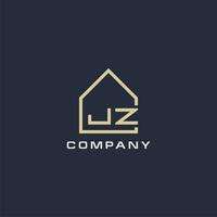 Initial letter JZ real estate logo with simple roof style design ideas vector