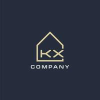 Initial letter KX real estate logo with simple roof style design ideas vector