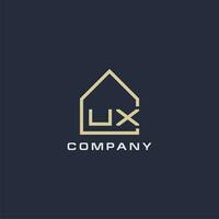 Initial letter UX real estate logo with simple roof style design ideas vector