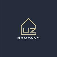 Initial letter UZ real estate logo with simple roof style design ideas vector