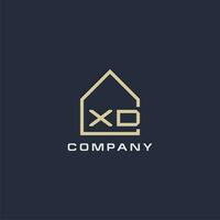 Initial letter XD real estate logo with simple roof style design ideas vector