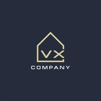 Initial letter VX real estate logo with simple roof style design ideas vector
