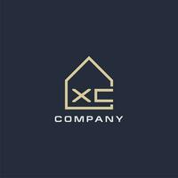 Initial letter XC real estate logo with simple roof style design ideas vector