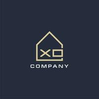 Initial letter XO real estate logo with simple roof style design ideas vector